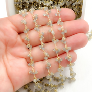 Labradorite Cluster Dangle Gold Plated Wire Chain